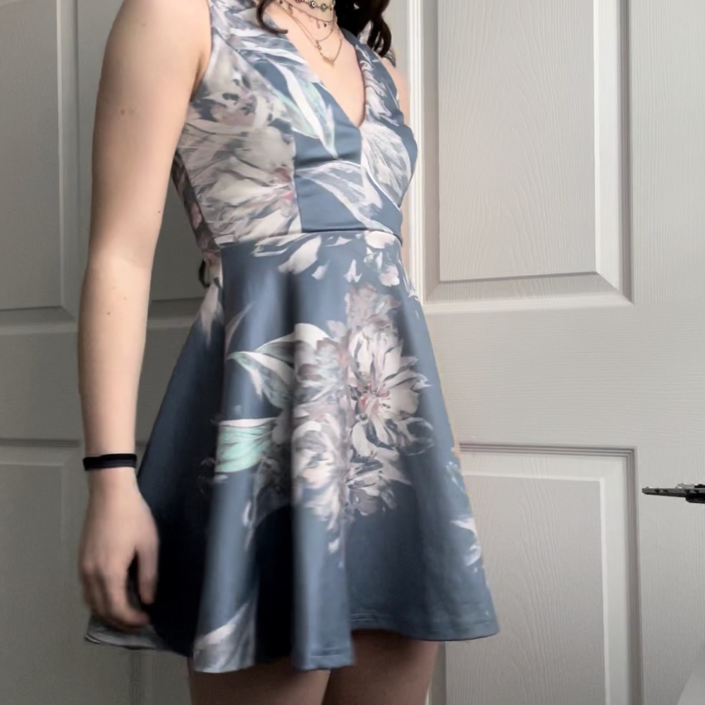Blue Floral Formal/Homecoming Dress